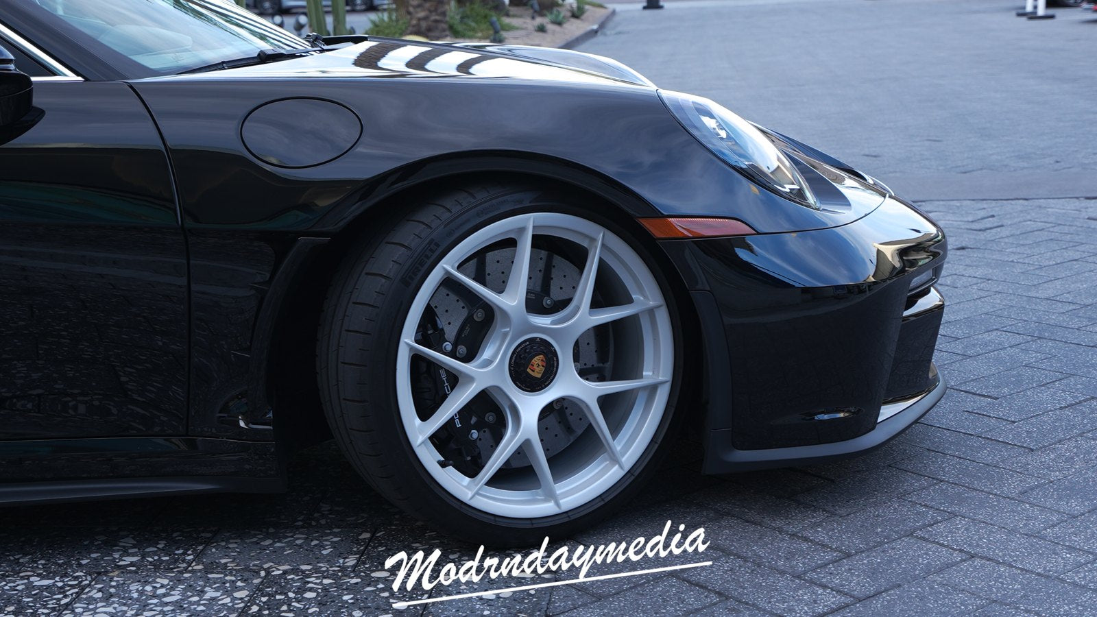 Black Porsche 911 with white wheels — ModrnDayMedia car shoot